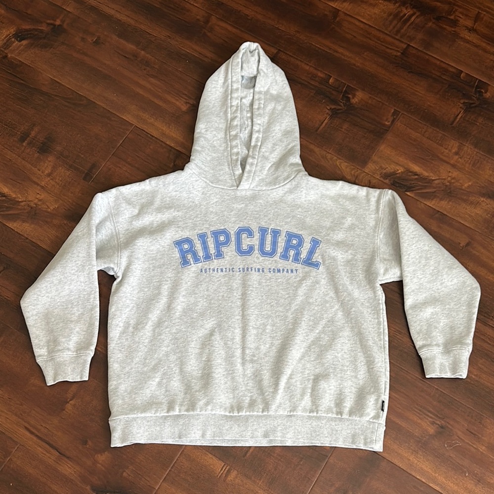 Rip Curl Heather Gray Hoodie with Blue Accents, Girls Large!